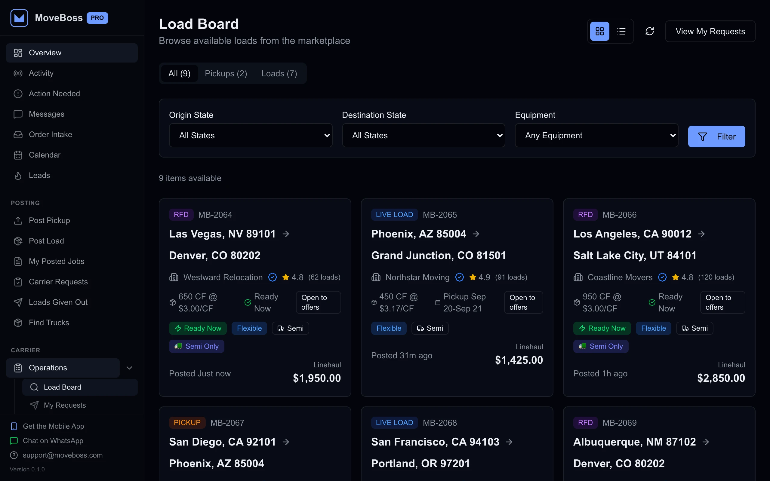 Load marketplace in MOVE BOSS