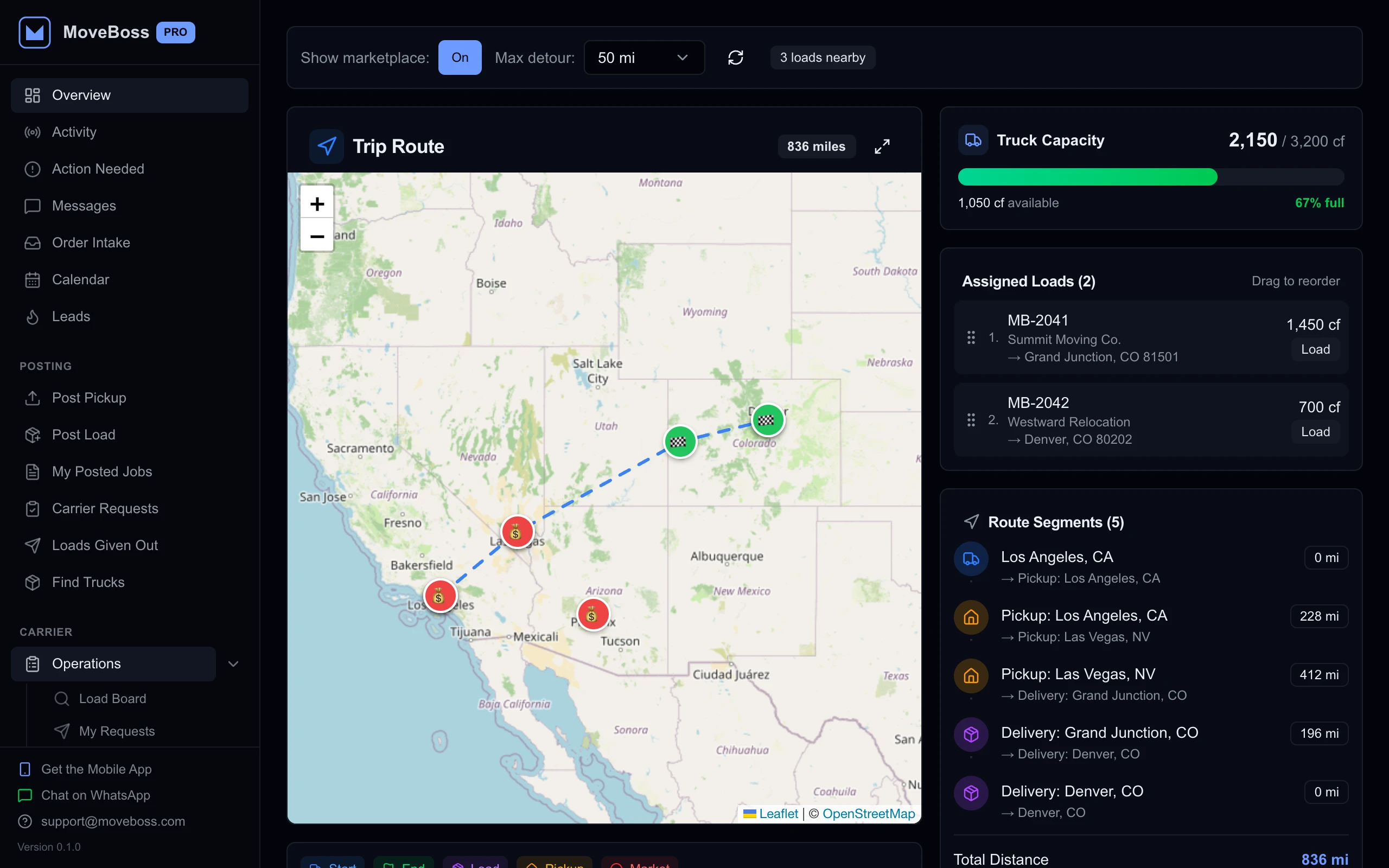 Trip planner in MOVE BOSS