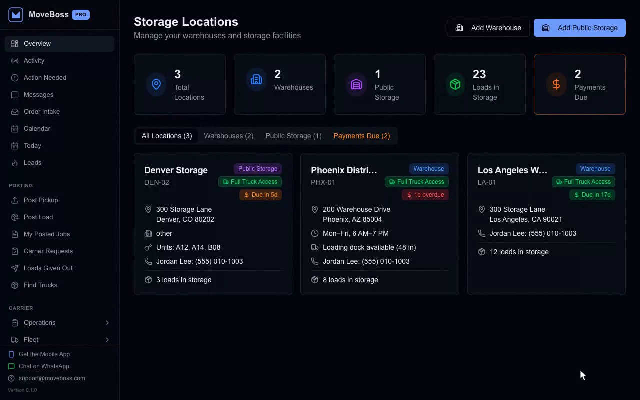 Storage video in MOVE BOSS